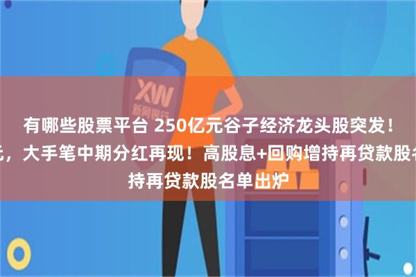有哪些股票平台 250亿元谷子经济龙头股突发！100亿元，大手笔中期分红再现！高股息+回购增持再贷款股名单出炉