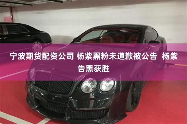 宁波期货配资公司 杨紫黑粉未道歉被公告  杨紫告黑获胜