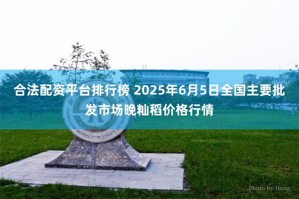 合法配资平台排行榜 2025年6月5日全国主要批发市场晚籼稻价格行情