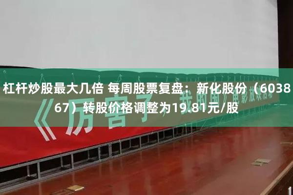 杠杆炒股最大几倍 每周股票复盘：新化股份（603867）转股价格调整为19.81元/股