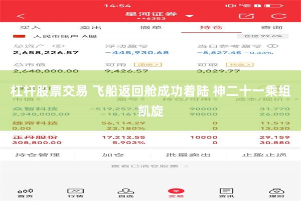 杠杆股票交易 飞船返回舱成功着陆 神二十一乘组凯旋