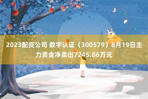 2023配资公司 数字认证（300579）8月19日主力资金净卖出7245.86万元