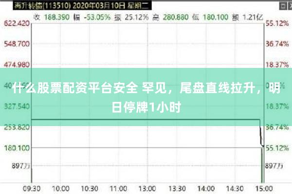 什么股票配资平台安全 罕见，尾盘直线拉升，明日停牌1小时