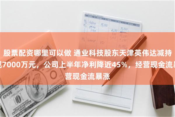 股票配资哪里可以做 通业科技股东天津英伟达减持套现7000万元,公司上半年净利降近45%,经营现金流暴涨